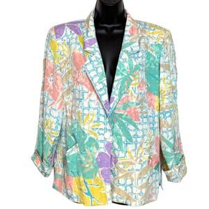 VINTAGE 80S 90S DA RUE FOR NEILS COTTAGECORE GRANNYCORE FLORAL BLAZER SIZE 12